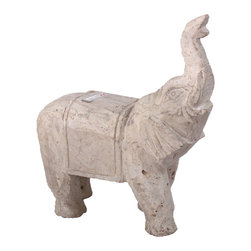 Belle and June - Travertine Stone Lucky Elephant Statue - Decorative Objects And Figurines