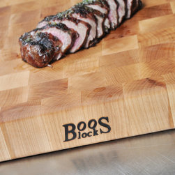 John Boos 2 1/4"  Thick Maple Chopping Block - Reversible with Hand Grips - Cutting Boards