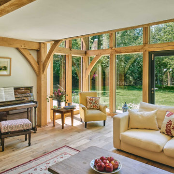 An oak frame family home and room above garage in Warwickshire