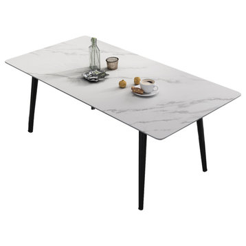 70.8" Stone Iron Dining Table, White Top
