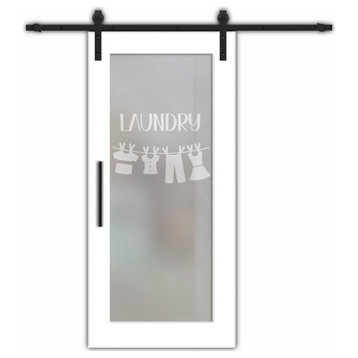 Wooden Door With Glass Laundry Design, 36"x84", Full-Private
