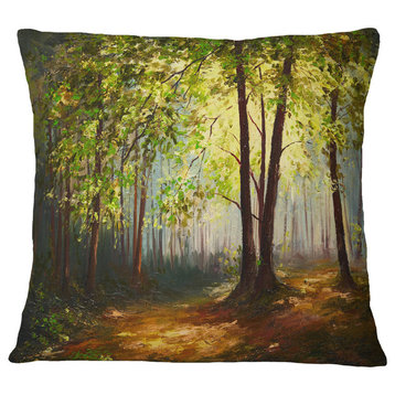 Summer Forest Landscape Printed Throw Pillow, 18"x18"