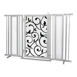 Fusion Gates - Fusion Gate with Songbirds Design, Satin Nickel, 60"-65" - Dog Gates