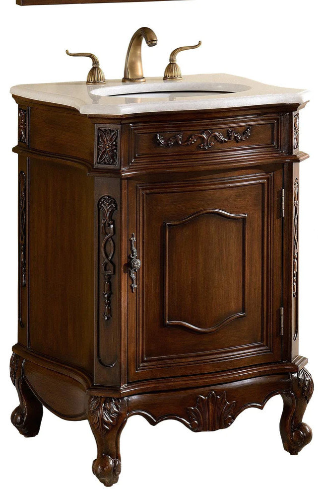 24 Inch Brown Classic Style Powder Room Debellis Small Bathroom Vanity ...