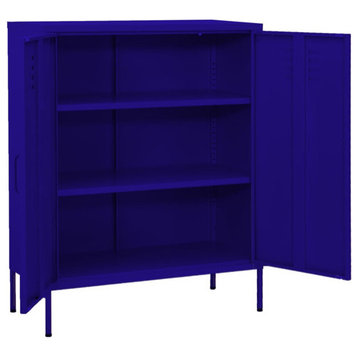 vidaXL Storage Cabinet Freestanding File Cabinet for Home Office Navy Blue Steel
