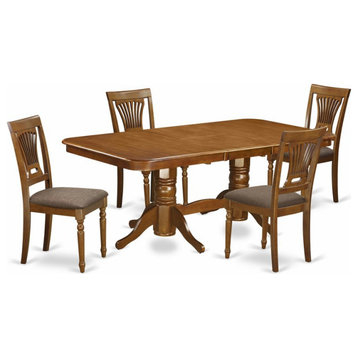 East West Furniture Napoleon 5-piece Table and Dining Chairs Set in Saddle Brown