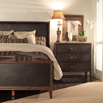 Curate Home Collection - Worn Black Canvas Bed and Chest
