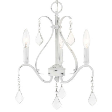 Livex Lighting 40843 Caterina 3 Light 13"W Crystal Candle Style - Antique White