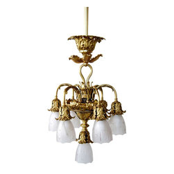 American Victorian Brass Seven-Light Chandelier - Chandeliers