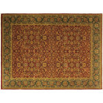 Bareens Designer Rugs - Turkish Knotted Istanbul Sumiko Red/Teal Wool Rug - 10'1'' x 14'1'' - Designed with a mesmerizing intricate traditional motif this glorious hand knotted rug is a masterpiece that will fill any space with sophistication and grace. An exhilarating color pallet with an elaborate design, this masterpiece features luxurious hand spun wool with all vegetable dyes to add comfort and style to your decor. The design, color and beautiful chromatic composition with a sheen in traditional and transitional designs, exude beauty, elegance and quality make this rug a masterpiece of its own.