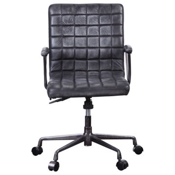 Acme Barack Executive Office Chair Vintage Black Top Grain Leather and Aluminum