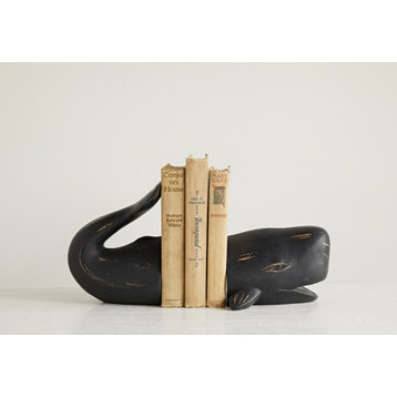 Whale Shaped Resin Bookends, 2-Piece Set