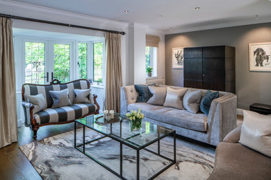 Inspiration for a transitional living room in Surrey.