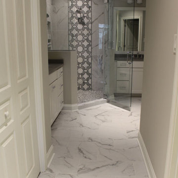 White Marble Porcelain Master Bath