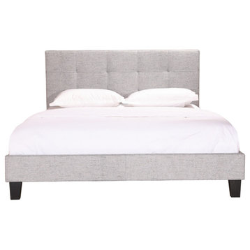 79 Inch King Bed Light Grey Fabric Grey Contemporary