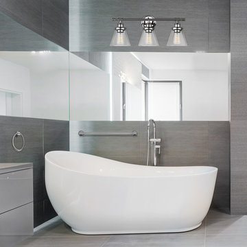 Parker 5-Piece All-In-One Bath Set, 3-Light Vanity, Towel Bar, Towel Ring, Robe
