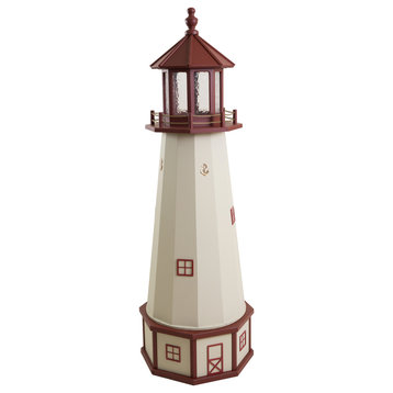 Outdoor Deluxe Wood and Poly Lumber Lighthouse Lawn Ornament, Cape May, 55 Inch, Solar Light