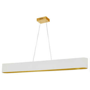 51" Aubrey Pendant, Aged Brass With White/Gold Shade
