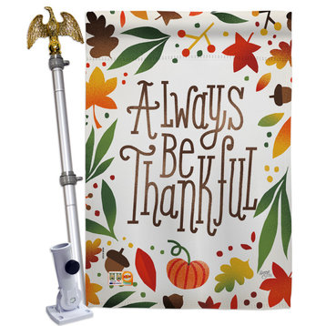 Always Be Thankful Fall Harvest & Autumn House Flag Set