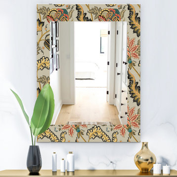 Designart Vintage Indian Floral Bohemian Eclectic Frameless Vanity Mirror, 28x40
