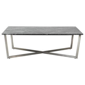 Black on Stainless Faux Marble Coffee Table