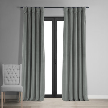 Signature Silver Gray Blackout Velvet Curtain Single Panel, 50"x96"