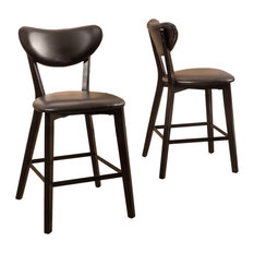GDFStudio - Gicquel Contemporary Brown Leather Counter Stool, Set of 2 - Bar Stools and Counter Stools