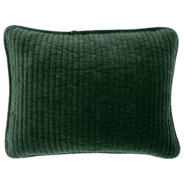 Stonewashed Cotton Velvet Boudoir Pillow, 12"x16", Emerald
