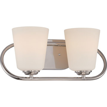 Nuvo Dylan 2-Light Vanity Fixture With Satin White Glass/Polished Nickel, 62-407