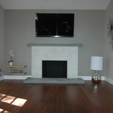 contemporary kitchen and living room