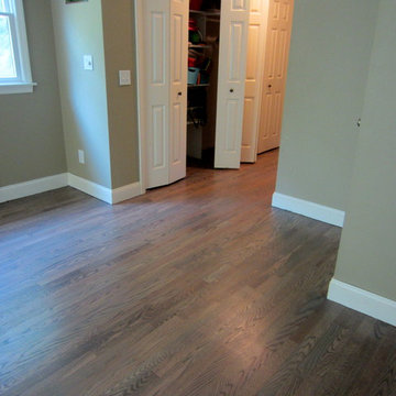 NISSEQUOGUE:  2 1/4" RED OAK W/ CUSTOM GREY BLEND STAIN + BONA TRAFFIC HD SATIN