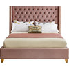 Barolo Velvet Upholstered Bed, Pink, Full