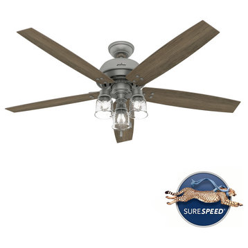 Hunter 60" Churchwell Matte Silver Ceiling Fan With LED Light