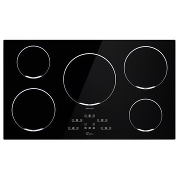 Built-in 36" Induction Modular Cooktop, Black With 5 Elements