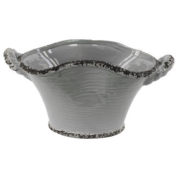 Ceramic Tapered Tuscan Pot, Gray
