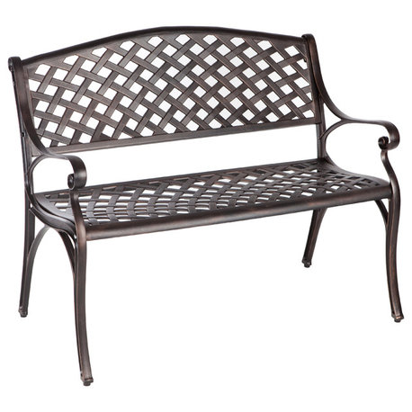 Antique Bronze Cast Aluminum Patio Bench