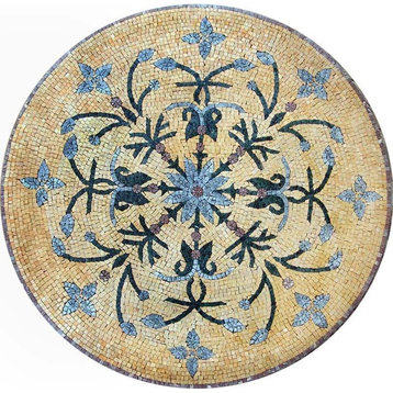 Round Floral Mosaic, Mandy, 35"x35"