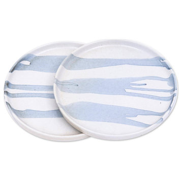 Novica Handmade Wet Paint Ceramic Dessert Plates (Pair)