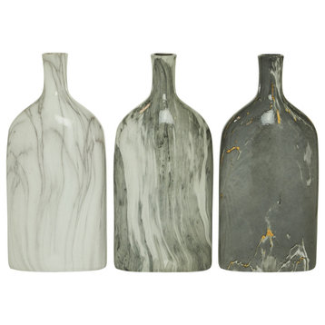 Contemporary Gray Ceramic Vase Set 93687