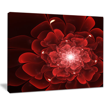 "Fractal Flower Clear Red Digital Art" Large Canvas Print, 20"x12"
