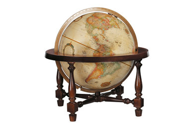 Colonial Antique Finish 12 Inch Globe w Solid Wood Cradle