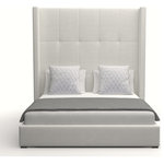 Nativa Interiors - Nativa Interiors Aylet Button Tufted Bed, Off White, King, High Headboard - The NATIVA Aylet Button Tufted Bed is not simply built to be a bed, is designed to create an entire atmosphere of harmony and relaxation by combining the basics of geometry with the rectangles of its headboard and the exquisiteness of the soft fabrics used to upholster each part of it.