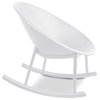Set of 2 Plastic Rocking Lounge Chair Perforated Egg Shaped Seat Indoor/Outdoor, White