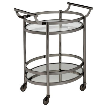 Acme Lakelyn Serving Cart, Clear Glass and Black Nickel