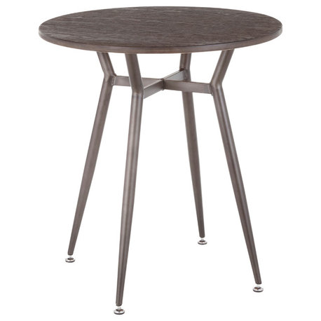 LumiSource Clara Round Dinette Table, Antique Metal/Espresso Bamboo