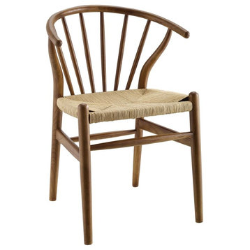 Flourish Spindle Wood Dining Side Chair, Walnut