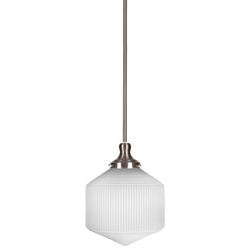 Carina 1-Light Stem Hung Pendant, Brushed Nickel/Opal Frosted