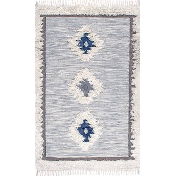 nuLOOM Hand Woven Wool Ona Contemporary Southwestern Area Rug, Blue 5'x8'