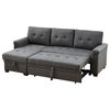Hunter Linen Reversible Sleeper Sectional Sofa With Storage Chaise, Dark Gray