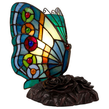 Lavish Home Tiffany Style Butterfly Lamp, Rounded Wings